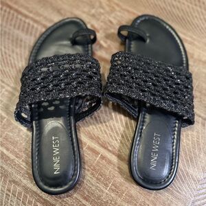 Nine West Black Woven Sandals